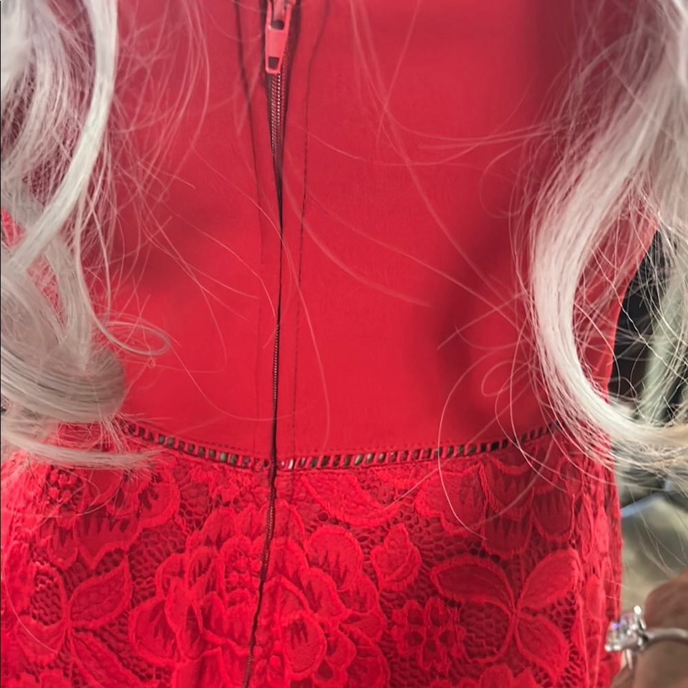 B Darlin Red Lace Mini Dress - Picture 7 of 7